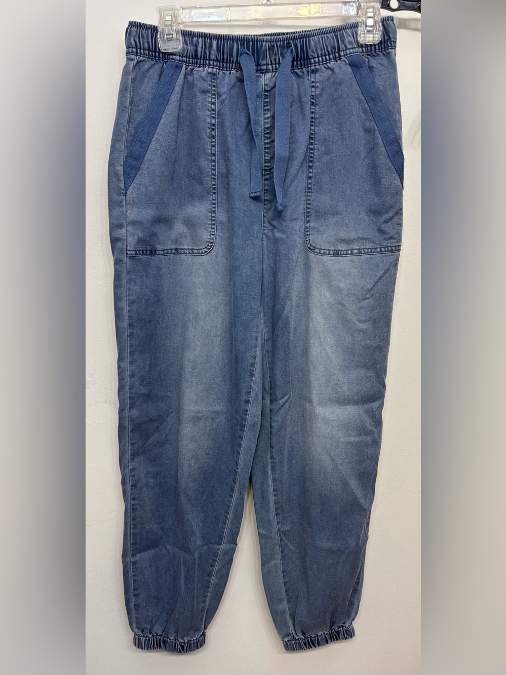 Time And Tru Blue Denim Drawstring Jogger Jean Jeggings Womens Size Small 4-6